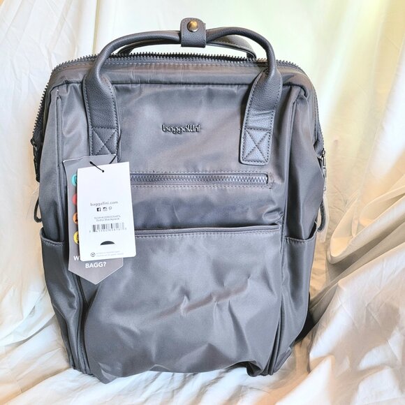 Brand New Baggallini Soho Water Resistant Laptop Backpack I Charcoal Gray - Picture 1 of 5